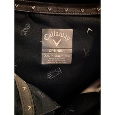 Callaway Opti-Dri Golf Polo Shirt Mens XXL EEG TTG Black Patterned Short Sleeve