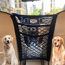 3-Layer Car Mesh Organizer Seat Back Net Bag Barrier Backseat Pet Kids Cargo