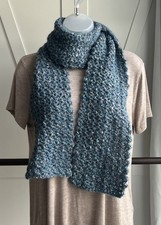 Ages 9-12 Child Scarf Crocheted Soft Blue Hue Handmade Fall Winter Lightweight