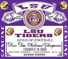  2 LSU Tigers 4X Champs Waterproof Vinyl Stickers 4x3.5 Bud Decals Wrap