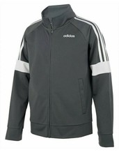 Adidas Boys Event Track Grey/White Full-Zip Jacket - NWT Size M 10/12 