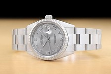 ROLEX MENS DATEJUST 16014 GRAY ROMAN DIAL 18K WHITE GOLD STAINLESS STEEL WATCH 2
