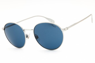 POLO RALPH LAUREN PH3158 942380 Sunglasses Silver Frame Dark Blue Lenses 53mm