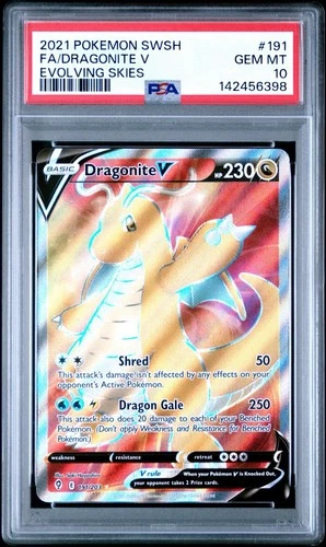 Pokémon Dragonite V (Full Art) 191/203 SWSH07: Evolving Skies Holo PSA 10