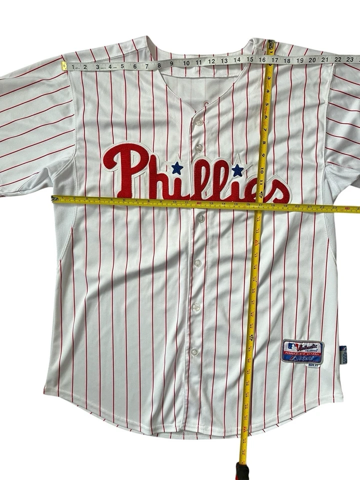 Majestic MLB Philadelphia Phillies Chase Utley Camiseta Cosida a Rayas Talla XXL Foto 4 de 4