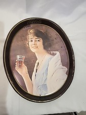 Vtg Collectible Coca-Cola &rdquo;Gibson Girl&rdquo; Oval Tin Tray - 1973 - Rough Shape