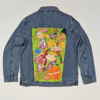 Nickelodeon Denim Trucker Mens Jacket Rugrats Hey Arnold Ren Stimpy. Size Large