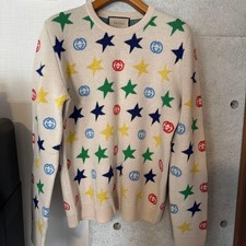 GUCCI knit sweater Round Neck Long Sleeve Pullover Ivory 100 Wool Made in Italy