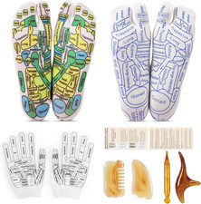 Reflexology Socks Set with Gloves Tools, 2 Pairs Chiro Acupressure Acupuncture T