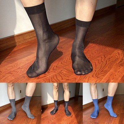 Transparente seidig gestreifte nahtlose Herrensocken für Business und formelle