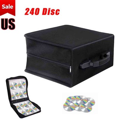 240 Disc CD DVD Storage Case Black Media Organizer Album Holder Wallet Bag
