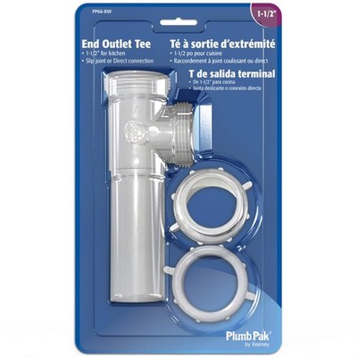 Plumb Pak PP66-8W White Plastic Slip Joint End Outlet Tee 1-1/2 Dia. x 6 L in.