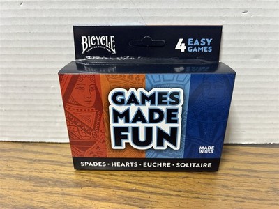 BICYCLE: Games Made Fun 4 Easy card Games Spades, Hearts, Euchre Solitaire