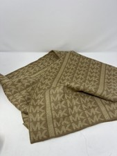 Michael Kors MK LOGO Beige Camel Tan White Knit Scarf - EUC