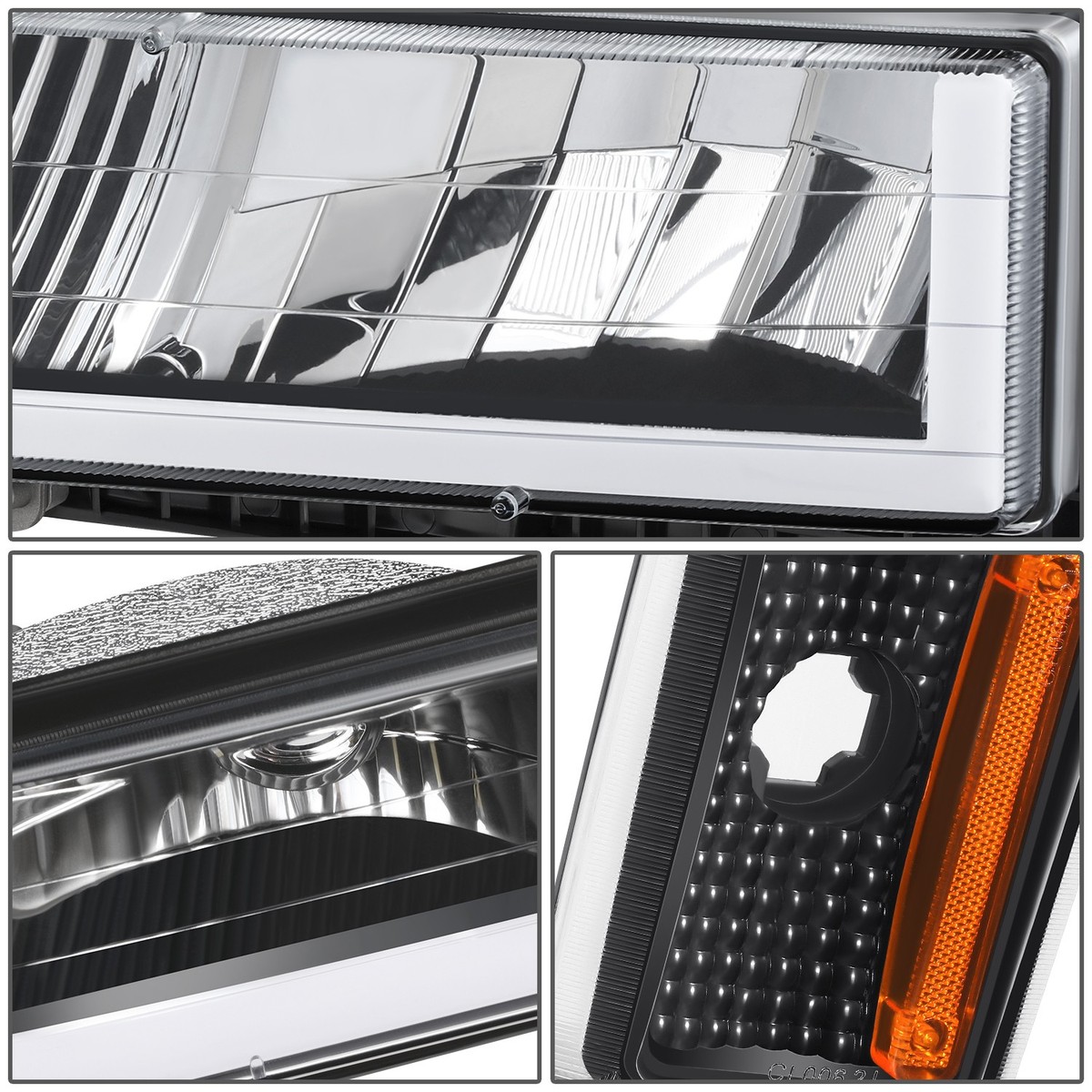 [LED DRL Strip] For 94-98 Chevy C10 C/K 1500 Headlight Bumper Corner Lamp Black - Foto 5