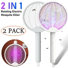 2PK Rechargeable USB Mosquito Insect Fly Swatter 3-Layer Bug Zapper Racket 2700V