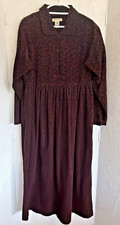 Eddie Bauer Floral Corduroy Long Prairie Dress Black Red Size 14T