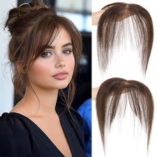 100 Human Hair Extensions Clip In 3D Bangs Mid-Part Air Bangs French Bangs Thin