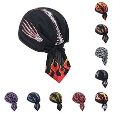 Men Do Durag Bandana Scarf Head Tie Down Band Cycling Biker Skull Cap Pirate Hat