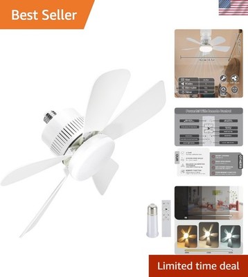Sturdy 3-Speed Light Socket Ceiling Fan with Remote Control & Memory Save