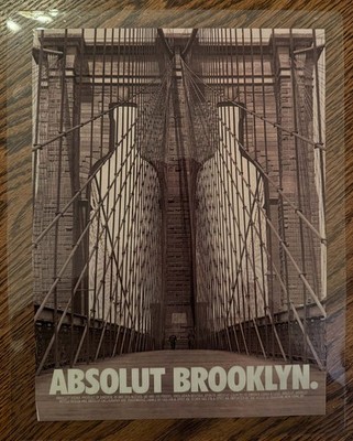 Original, 1994 vintage Absolut Brooklyn Vodka print magazine ad