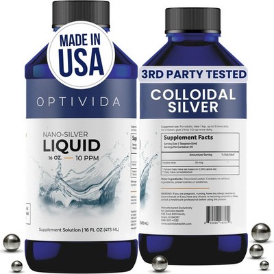 Optivida Health Nano Colloidal Silver Liquid (1 Pack)   Immune Support Supplemen