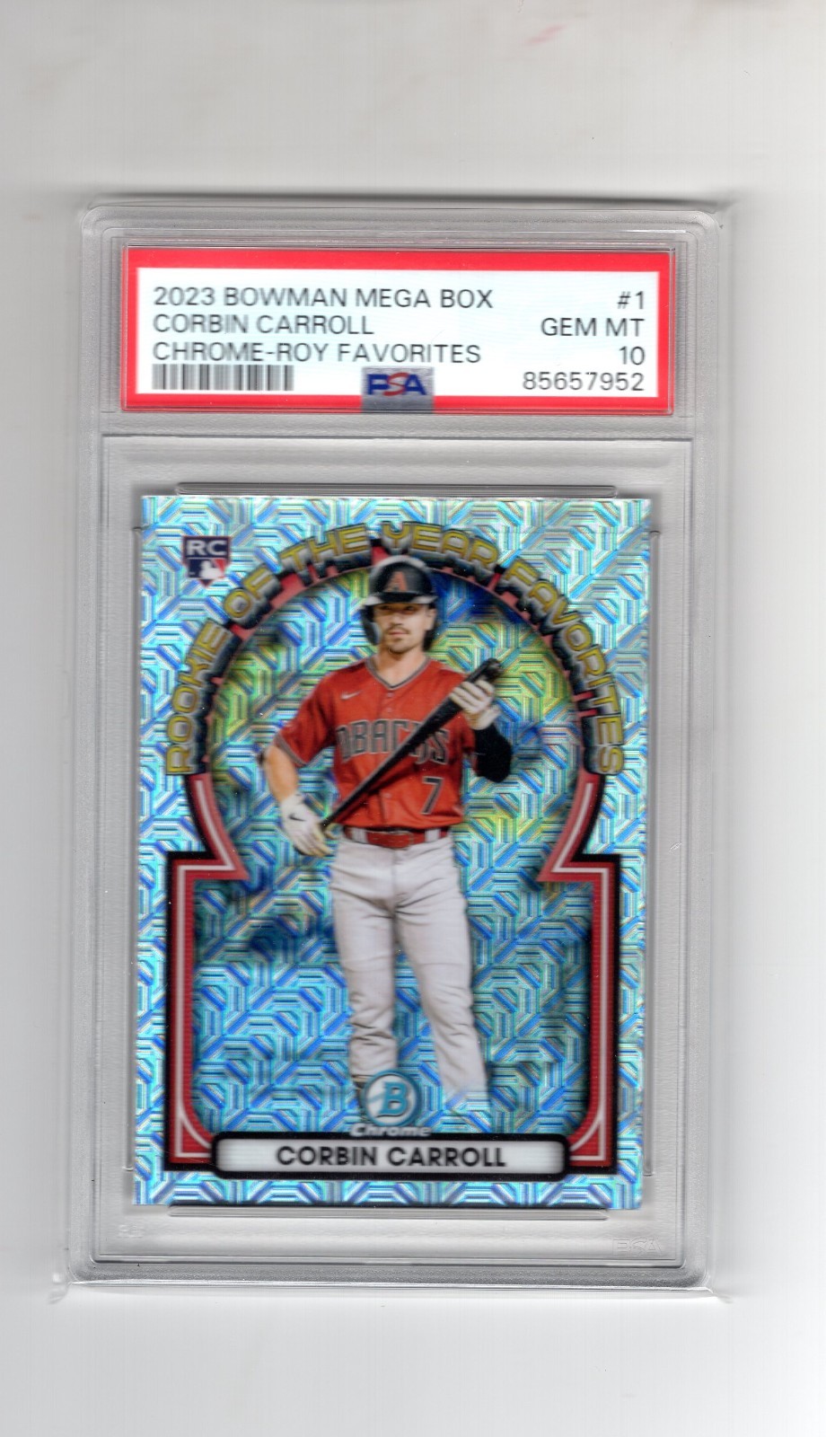 2023 Bowman Mega Box Corbin Carroll Chrome-ROY Favorites 🔥 PSA 10 🔥 view 1