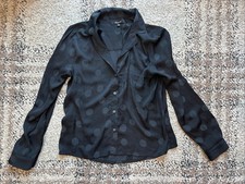 Madewell Women s Black Button Down Polka Dot Blouse small