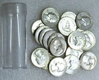 1960-1964 Washington Silver Quarter Bright Half Roll of 20 coins in tube #J252