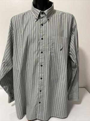 nautica big and tall dress shirts Nautica Men's Big & Tall Seersucker Striped Short Sleeve Shirt, XLT, Cotton