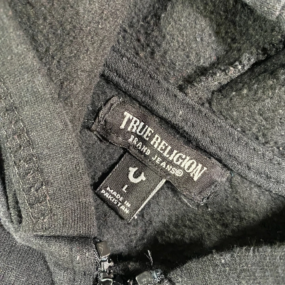 Chaqueta acanalada de vellón con cremallera completa True Religion para mujer talla grande negra ligera Foto 3 de 4