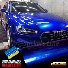 Selbstklebende Folie BLU Glänzend Metallisiert 50X200 Cm Auto Motorrad Folierung