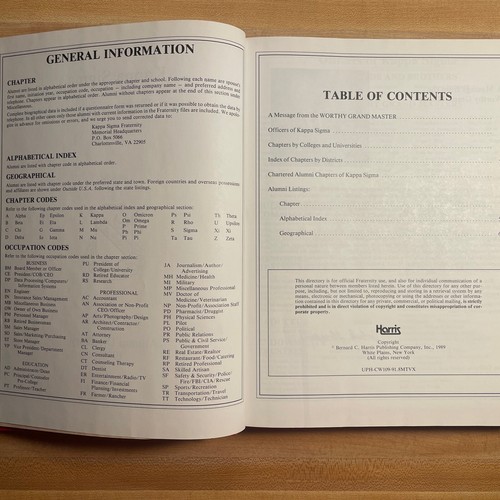 1989 KAPPA SIGMA FRATERNITY ALUMNI DIRECTORY HARDCOVER - Picture 4 of 9