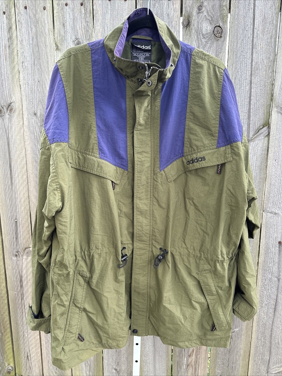 Vintage 90s Adidas Nylon Mountain Parka Jacket Mens Size XL Green 