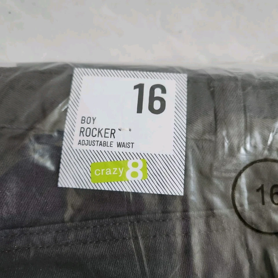 NUEVO Pantalones de mezclilla elásticos Crazy 8 Boys gris carbón, talla 16, cintura ajustable Foto 2 de 4