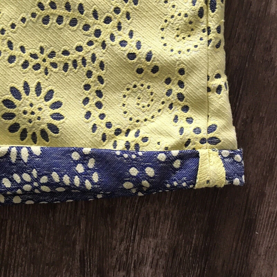 NWT Code Bleu Premium Yellow Blue Eyelet Dress Shorts Size 12 Inseam 6" Inseam - Image 4 of 4