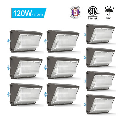 10 Pack 120W Led Wall Pack Light Dusk to Dawn Commercial Industrial Porch Light