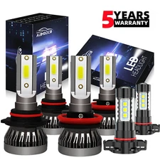 White Combo LED Headlights + Fog Light Bulbs For Chevy Suburban Tahoe 2007-2014