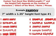 Custom Text Decal Sticker Lettering name Vinyl DieCut 7" Personalized Car decals