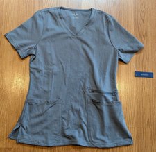 NWT Women's Jaanuu 4-Pocket V-Neck Scrub Top J96202 Gray - M