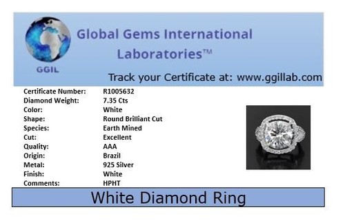 RARE 7.35 Ct White Diamond Ring- Great Shine & Luster -VIDEO - Picture 12 of 12