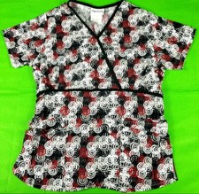UA Scrubs gray multicolor circle pattern women's 4 pocket scrub top size M