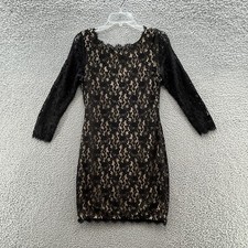 Eliza J Dress Womens 4 Black Lace Overlay Knee Length Event Party Sheath