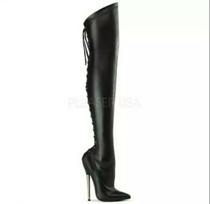 thigh high leather stiletto boots