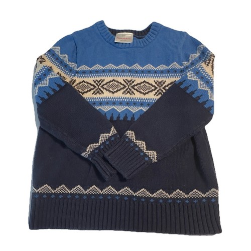 Hanna Andersson Knit Sweater Fair Isle Pattern Blue Nordic Size 110 (US 5) - Picture 2 of 6