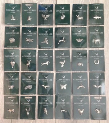 Hase / Fasan / Kuh / Pferd / Biene / Hirsch / Eule / Ente Silber Zinn Pin Abzeichen