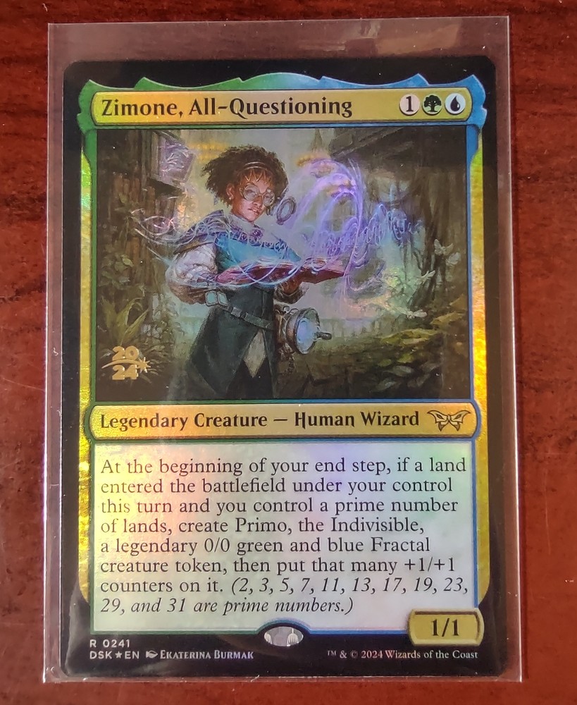 FOIL Prerelease ZIMONE, ALL-QUESTIONING mtg NM Duskmourn Rare PROMO