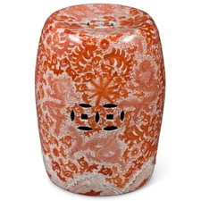 US SELLER - Red White Porcelain Qing Dragon and Flower Chinese Garden Stool