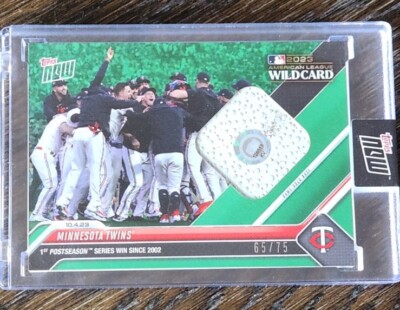 2023 Topps Now Minnesota Twins Postseason Win Game Used Base Relic Green #65/75