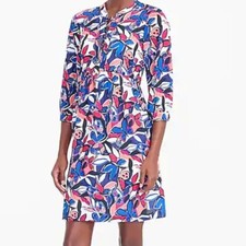 J. CREW Factory womens size XS 3/4 sleeve floral lace up print Spring dress